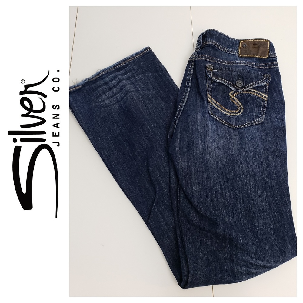 Silver Jeans Co Womens 29X32 Suki Surplus Bootcut Blue Stretch Flap Pocket Jeans